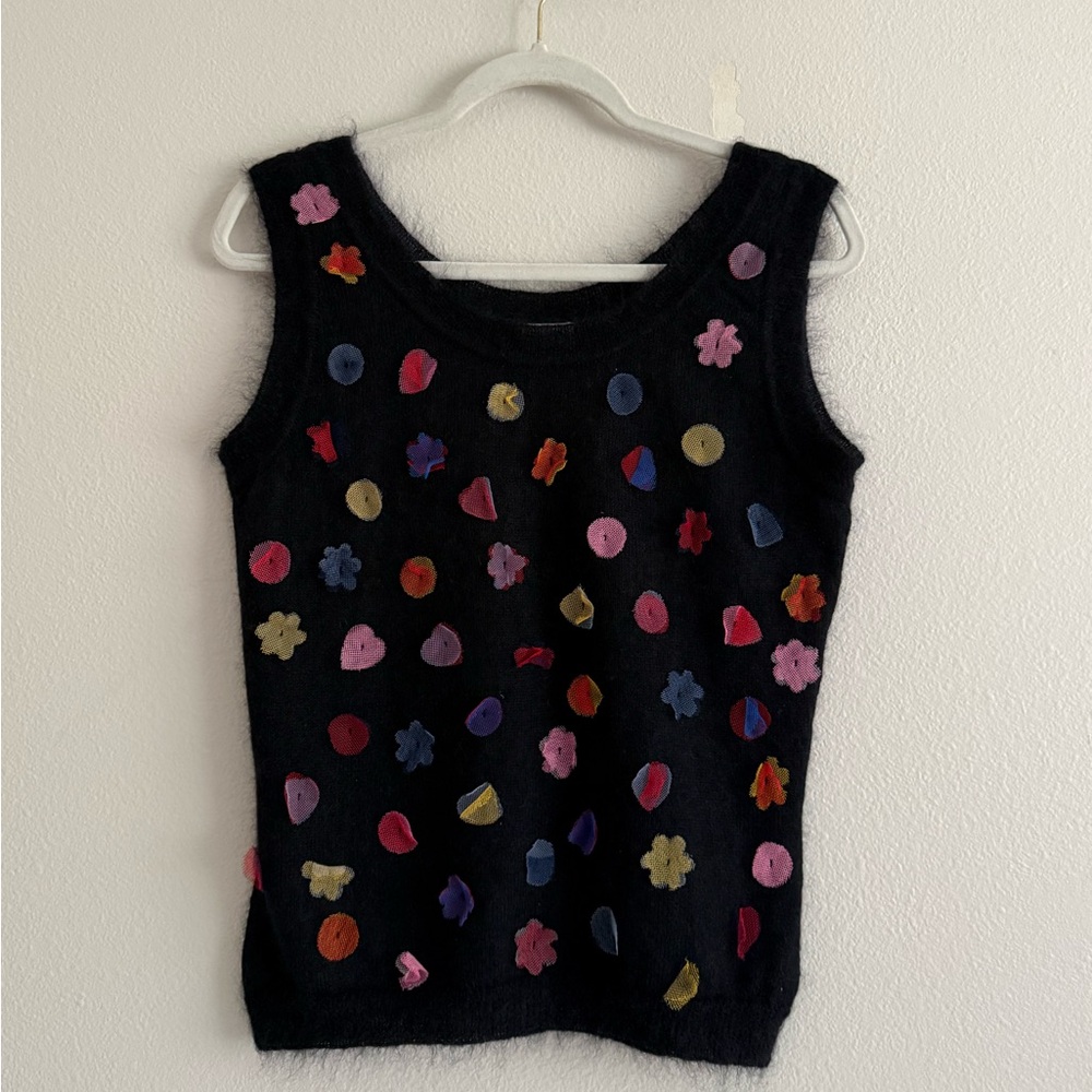 Moschino Cheap &‎ Chic Vintage Y2K Sweater Tank Mohair Blend Floral Detail